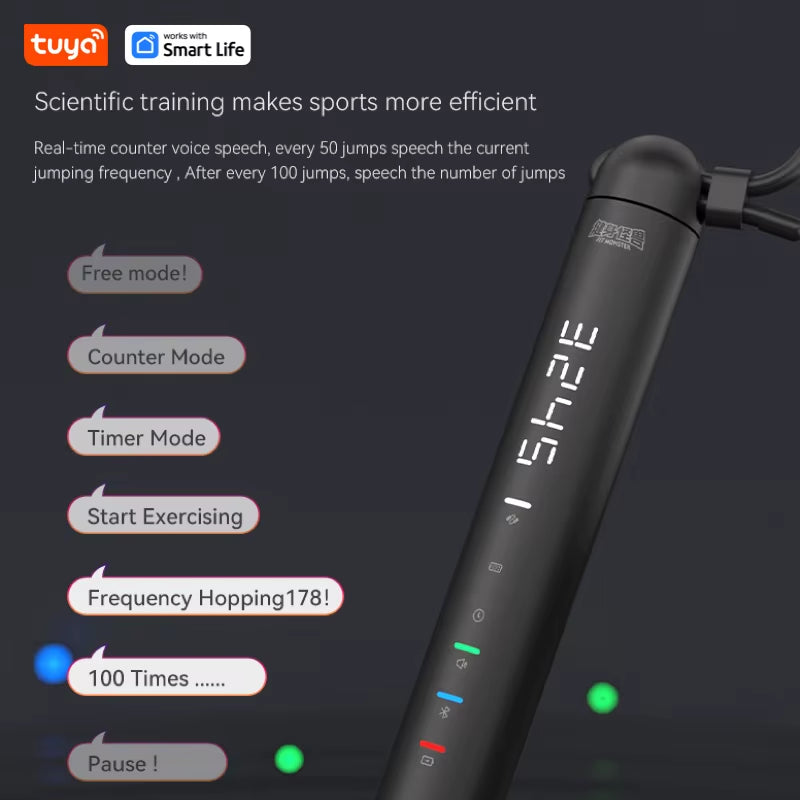 Tuya Smart Jump Rope,App Data Analysis,Workout Jump Ropes for Home Gym,Crossfit,Jumping Rope Counter for Exercise for Men, Women